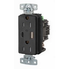 15 amp USB Duplex Charger Receptacle | Hubbell USB15ACPDBK
